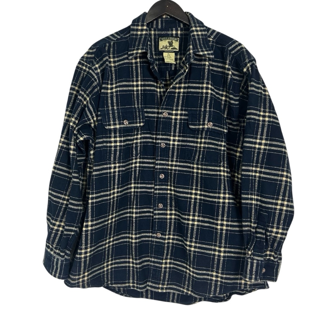 Field & Stream Navy and Cream Plaid Shirt